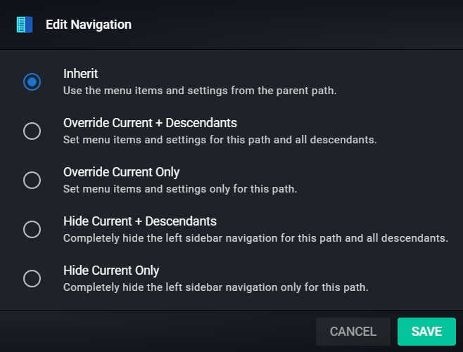 Navigation Menu Modes