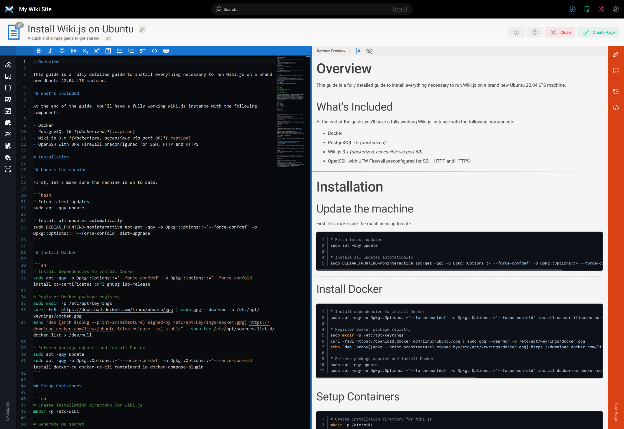 Wiki.js Editor Screenshot